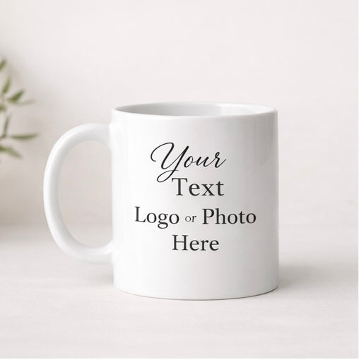 Personalised White Mug – Custom Text, Logo or Photo